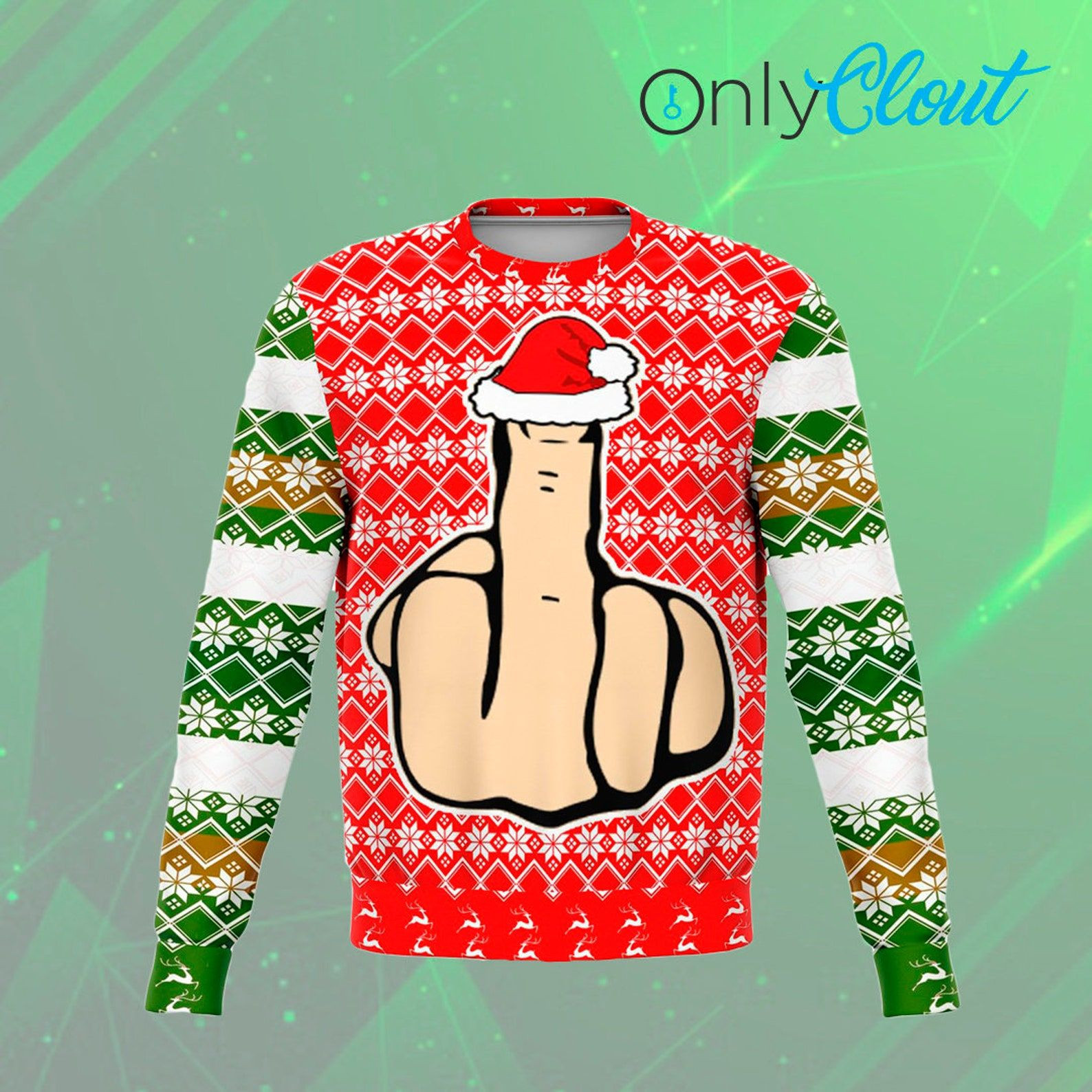Middle Finger Dank Ugly Christmas Sweater Adult 3D Funny Matching for family