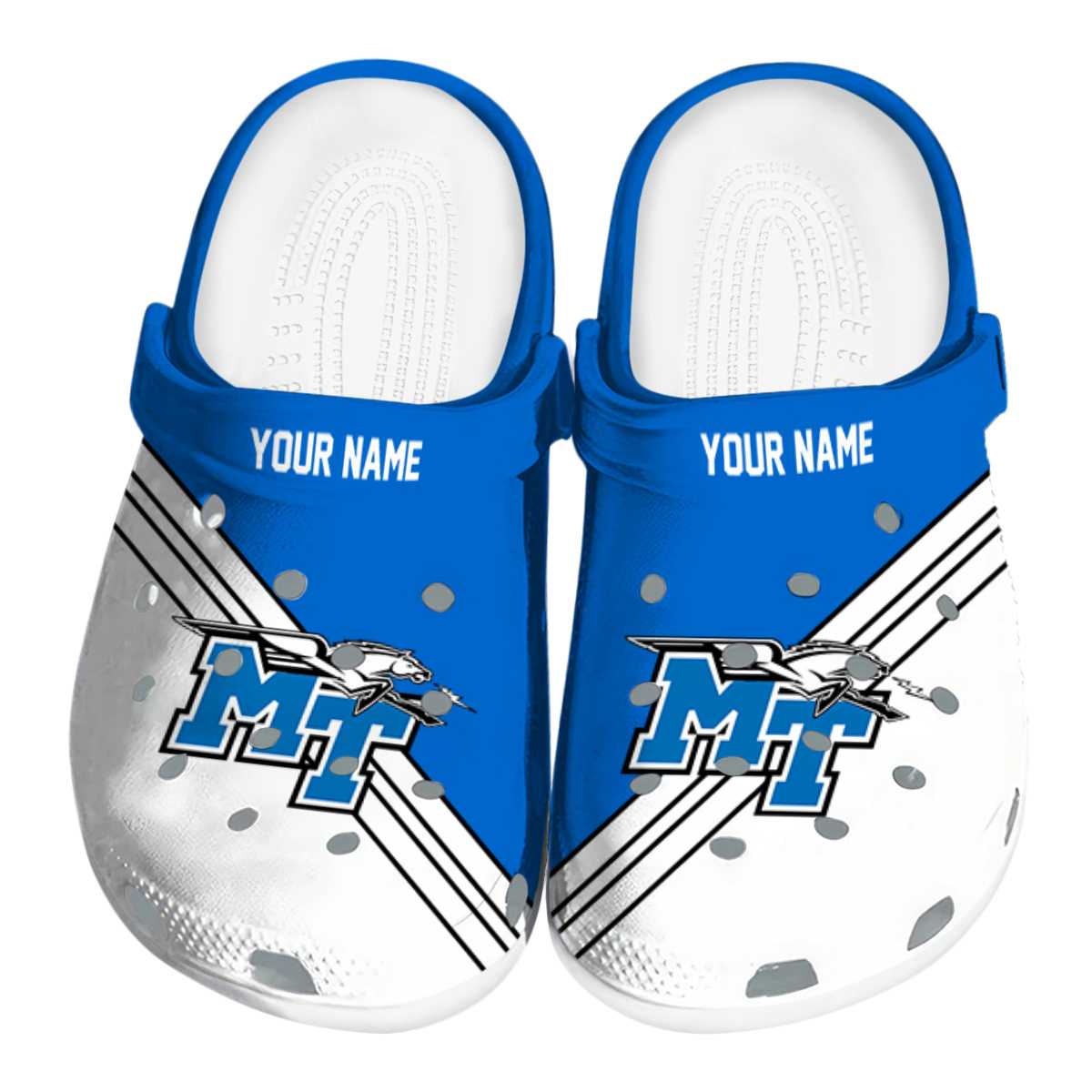 Middle Tennessee Blue Raiders NCAA Sport Crocs Crocband Clogs Shoes Comfortable For Men Women and Kids