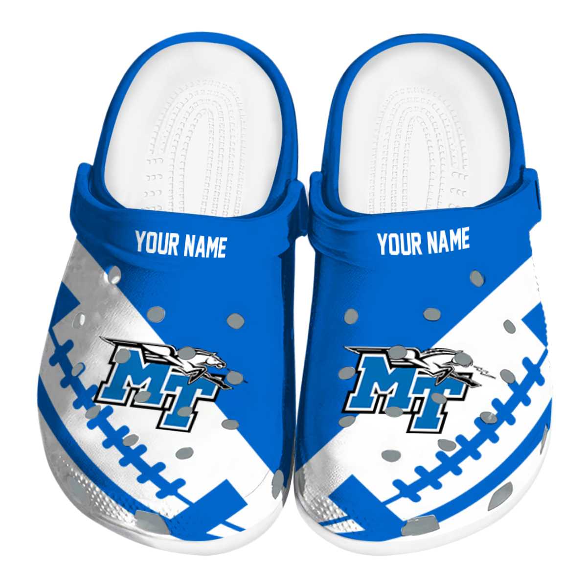 Middle Tennessee Blue Raiders NCAA Sport Crocs Crocband Clogs Shoes Comfortable For Men Women and Kids