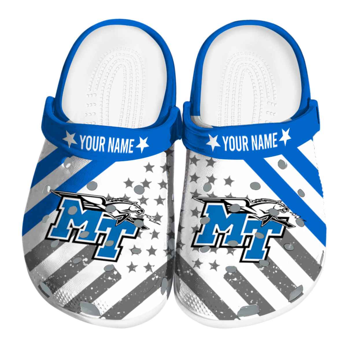 Middle Tennessee Blue Raiders NCAA Sport Crocs Crocband Clogs Shoes Comfortable For Men Women and Kids
