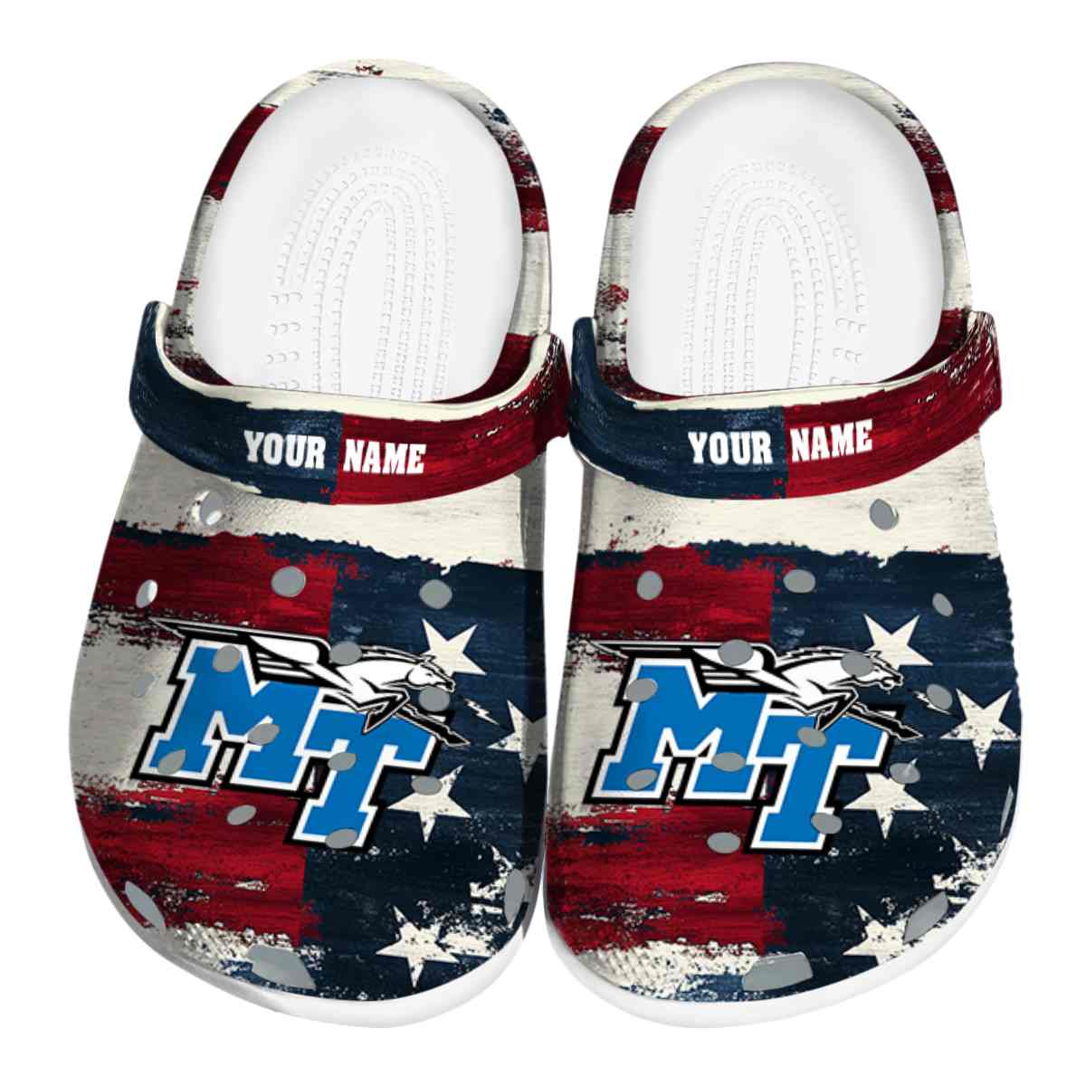 Middle Tennessee Blue Raiders NCAA Sport Crocs Crocband Clogs Shoes Comfortable For Men Women and Kids
