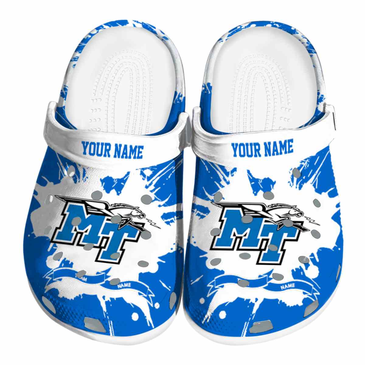 Middle Tennessee Blue Raiders NCAA Sport Crocs Crocband Clogs Shoes Comfortable For Men Women and Kids