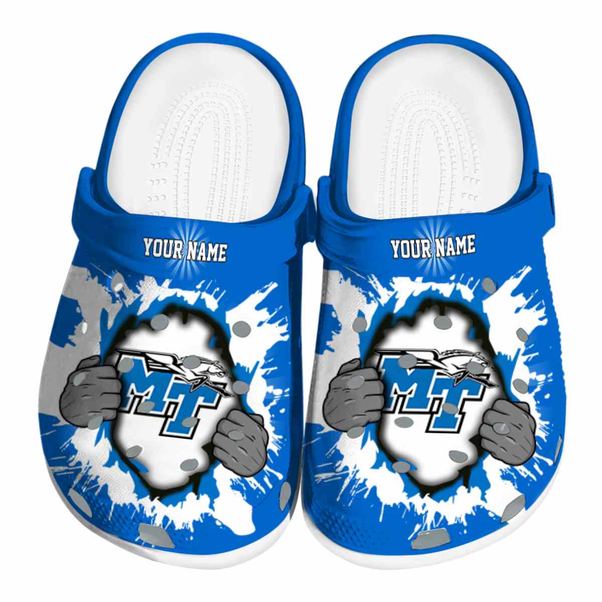 Middle Tennessee Blue Raiders NCAA Sport Crocs Crocband Clogs Shoes Comfortable For Men Women and Kids