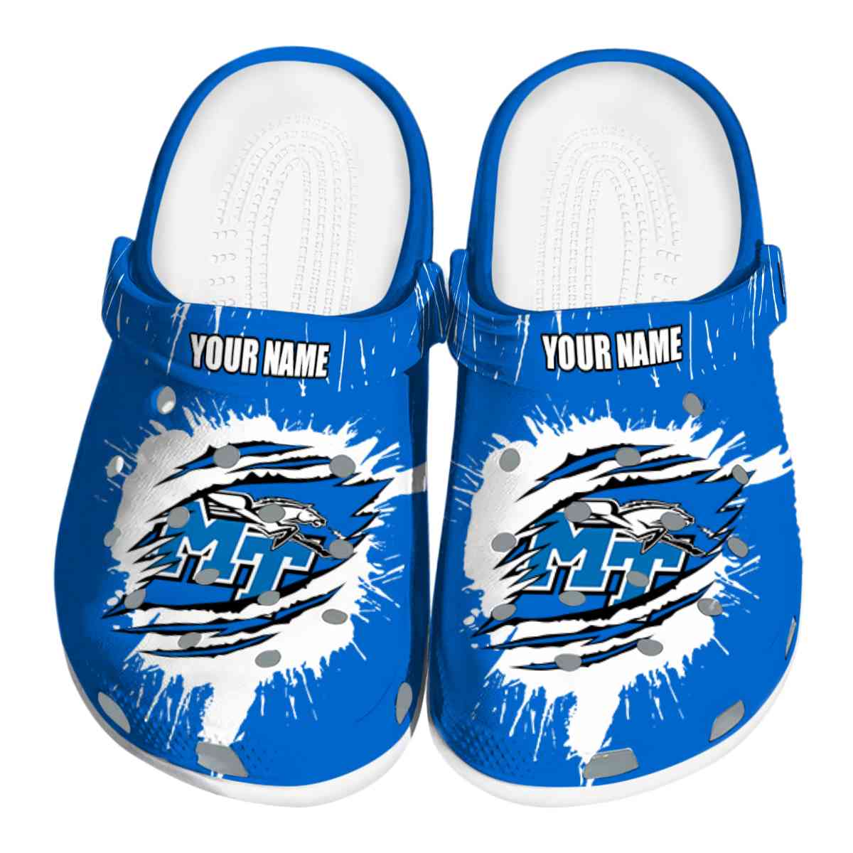 Middle Tennessee Blue Raiders NCAA Sport Crocs Crocband Clogs Shoes Comfortable For Men Women and Kids
