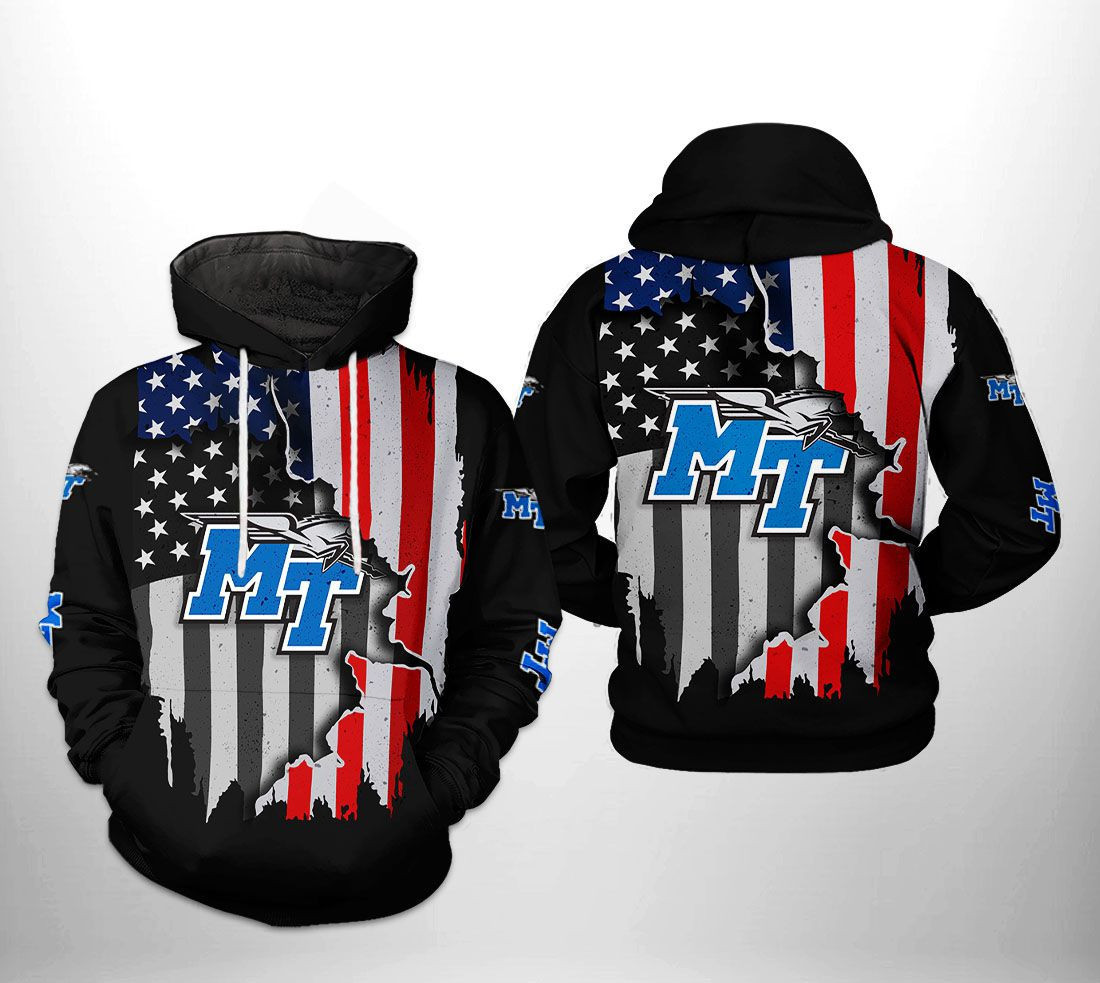 Middle Tennessee Blue Raiders NCAA US Flag 3D All Over Print Hoodie, Zip Hoodie