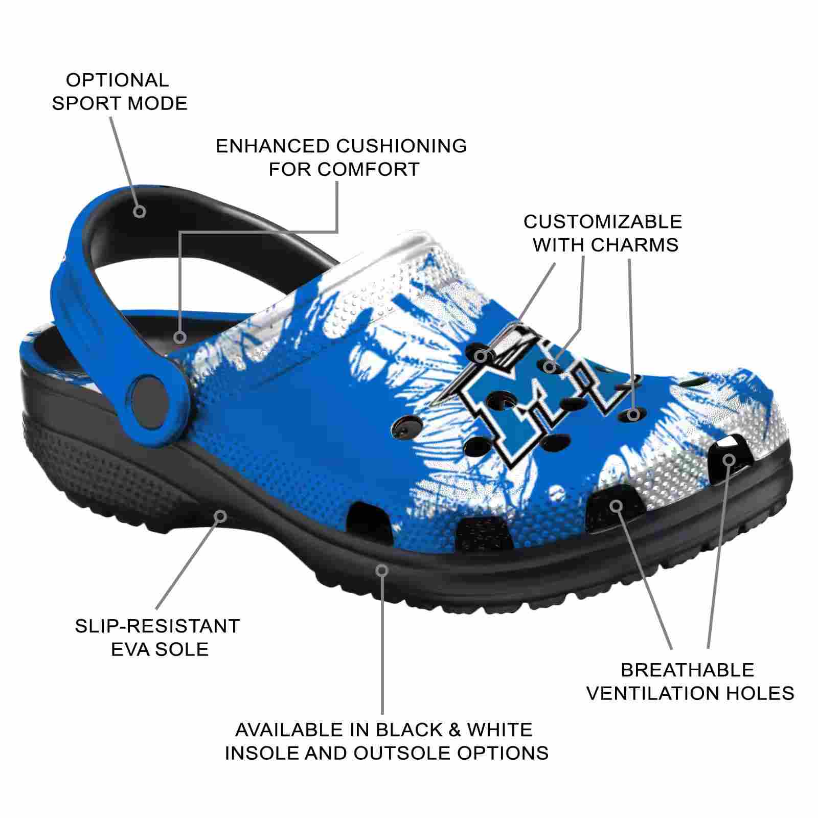 Middle Tennessee Blue Raiders Splatter Graphics ClogTVC1801711 - Image 5