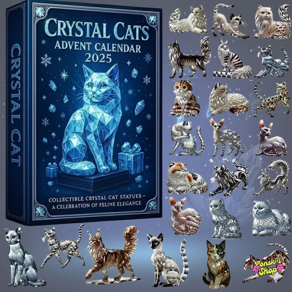 Midnight Crystal Cat Advent Calendar 2025, Elegant Feline Countdown Gift, Acrylic Calendar - Image 2