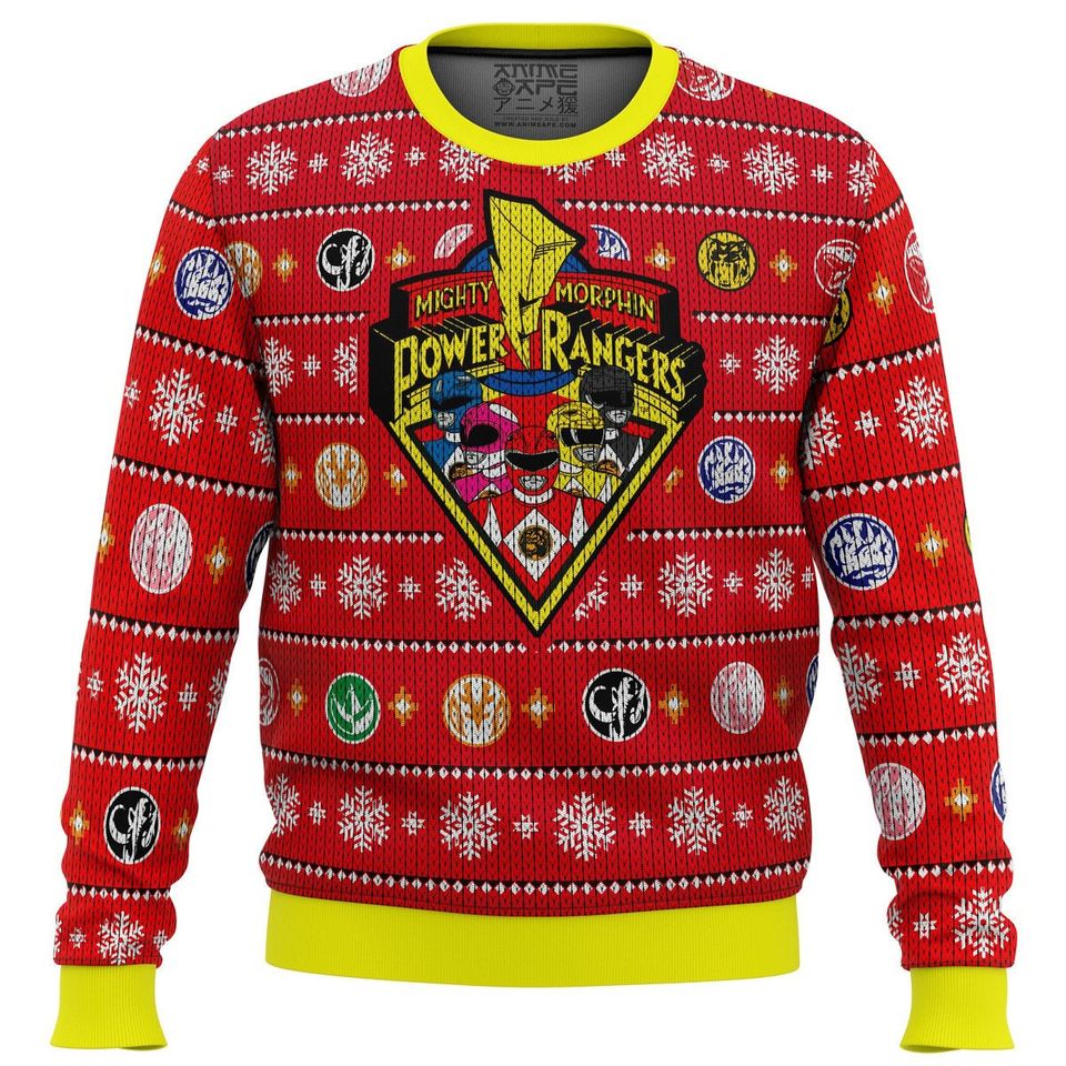 Mighty Morphin Power Rangers Christmas Ugly Sweater, Family Christmas Ugly Sweater