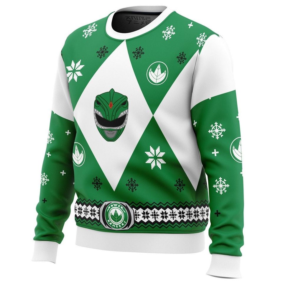 Mighty Morphin Power Rangers Green Ranger Christmas Ugly Sweater, Family Christmas Ugly Sweater - Image 2