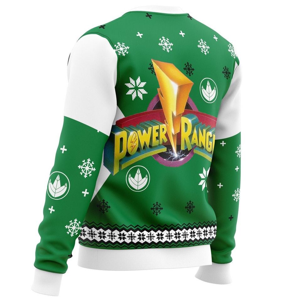 Mighty Morphin Power Rangers Green Ranger Christmas Ugly Sweater, Family Christmas Ugly Sweater - Image 3