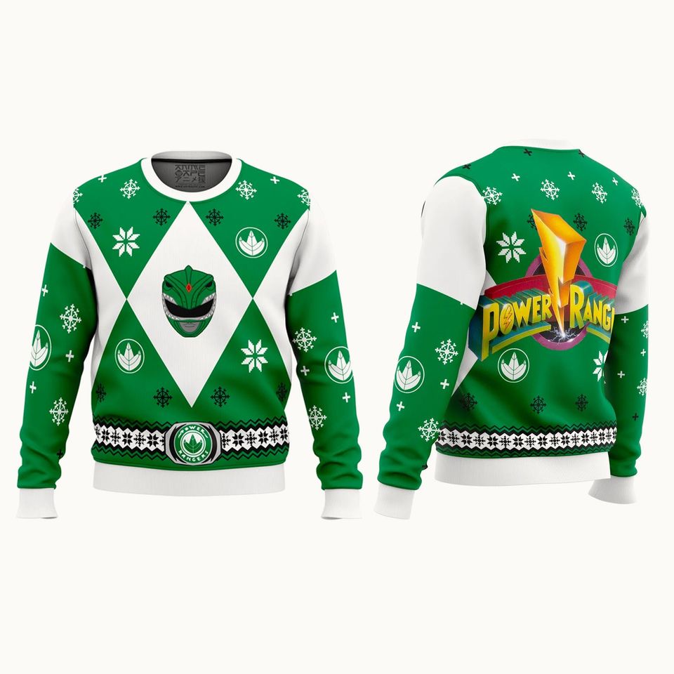 Mighty Morphin Power Rangers Green Ugly Christmas Sweater