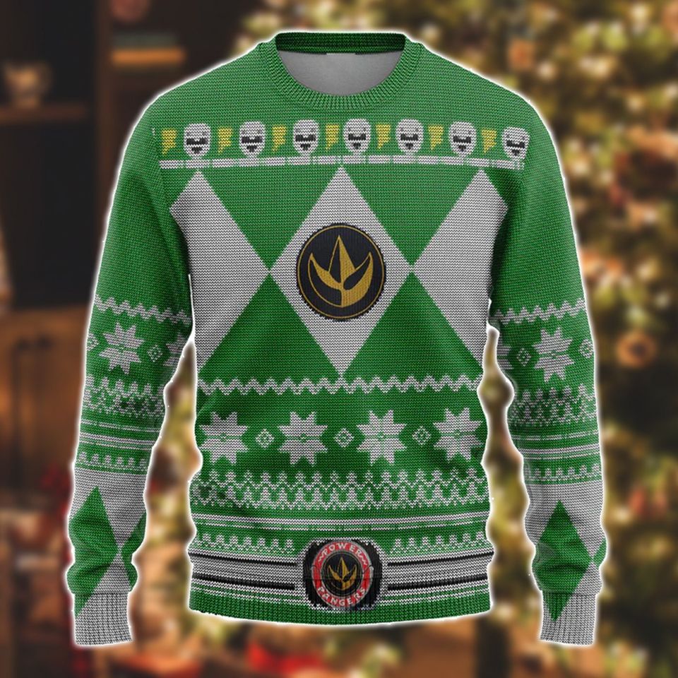 Mighty Morphin Power Rangers Green Ugly Christmas Sweater