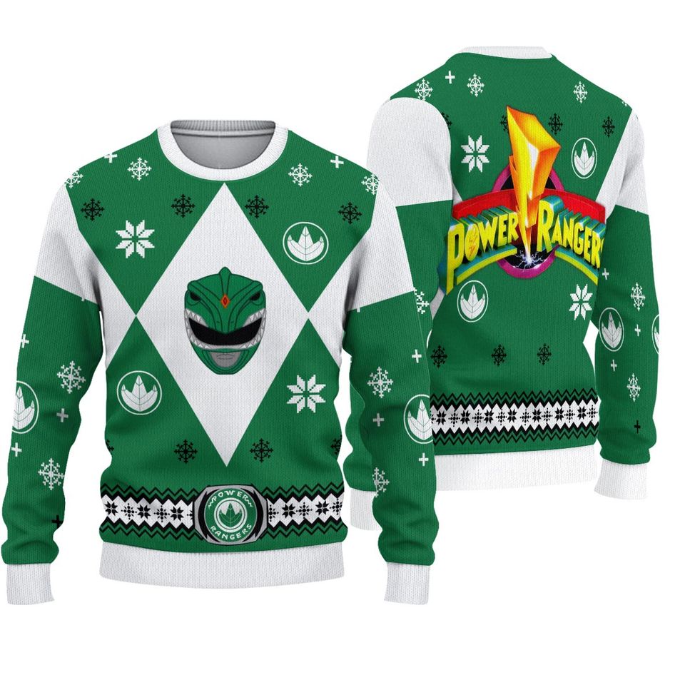 Mighty Morphin Power Rangers Green Ugly Christmas Sweater