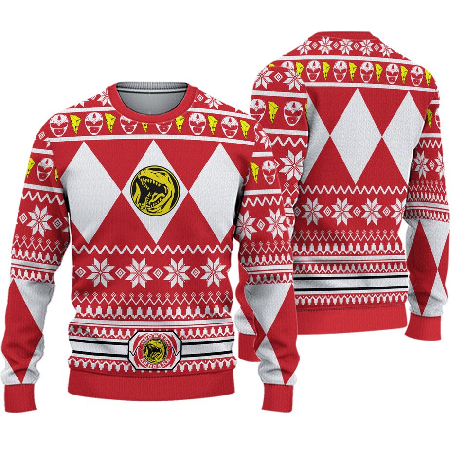 Mighty Morphin Red Ranger Power Rangers Ugly Christmas Sweater