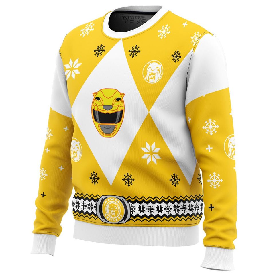 Mighty Morphins Power Ranger Yellow Ugly Christmas Sweater - Image 2