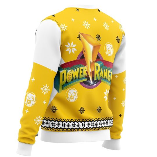 Mighty Morphins Power Ranger Yellow Ugly Christmas Sweater - Image 7