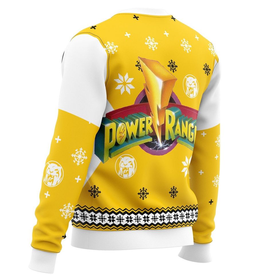 Mighty Morphins Power Ranger Yellow Ugly Christmas Sweater - Image 3