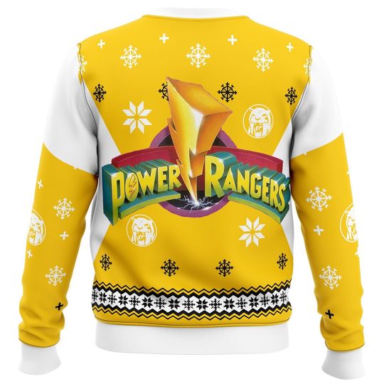 Mighty Morphins Power Ranger Yellow Ugly Christmas Sweater - Image 8
