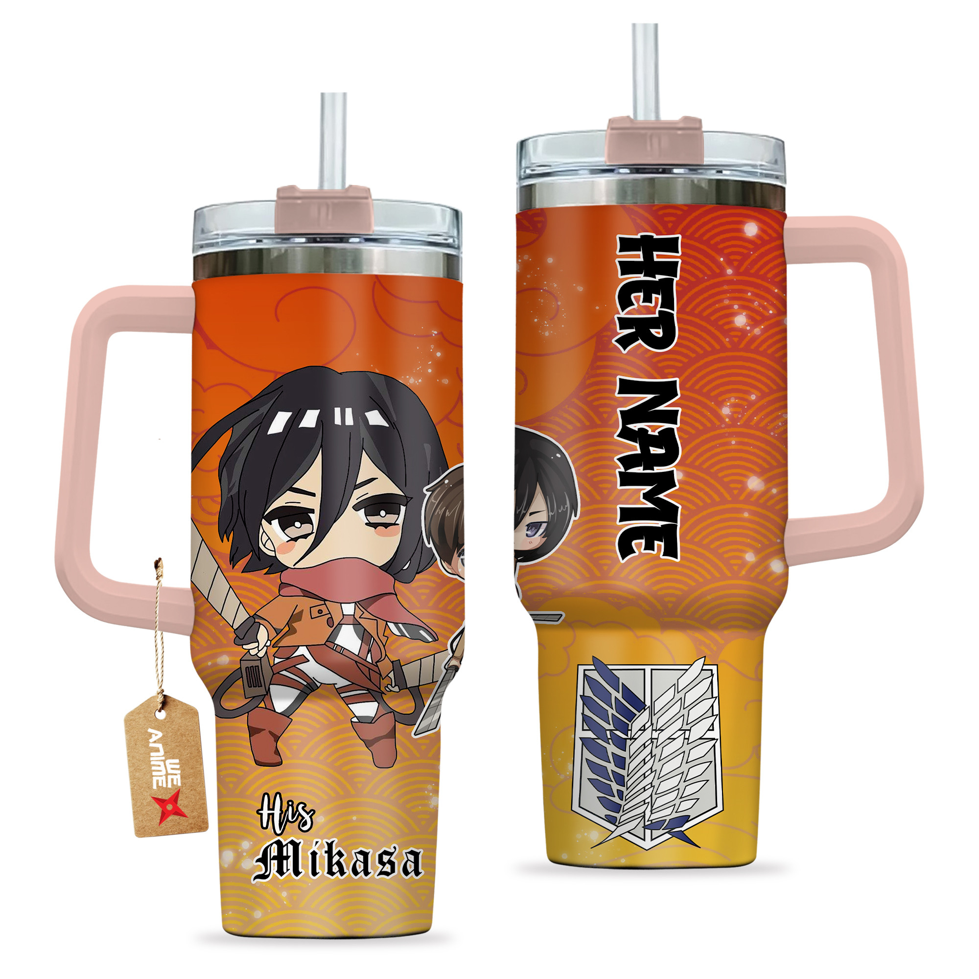 Mikasa Ackerman Attack on Titan Anime Valentine Custom Stanley Cup 40 oz 30 oz Tumbler With HandleTVC2301168 - Image 2