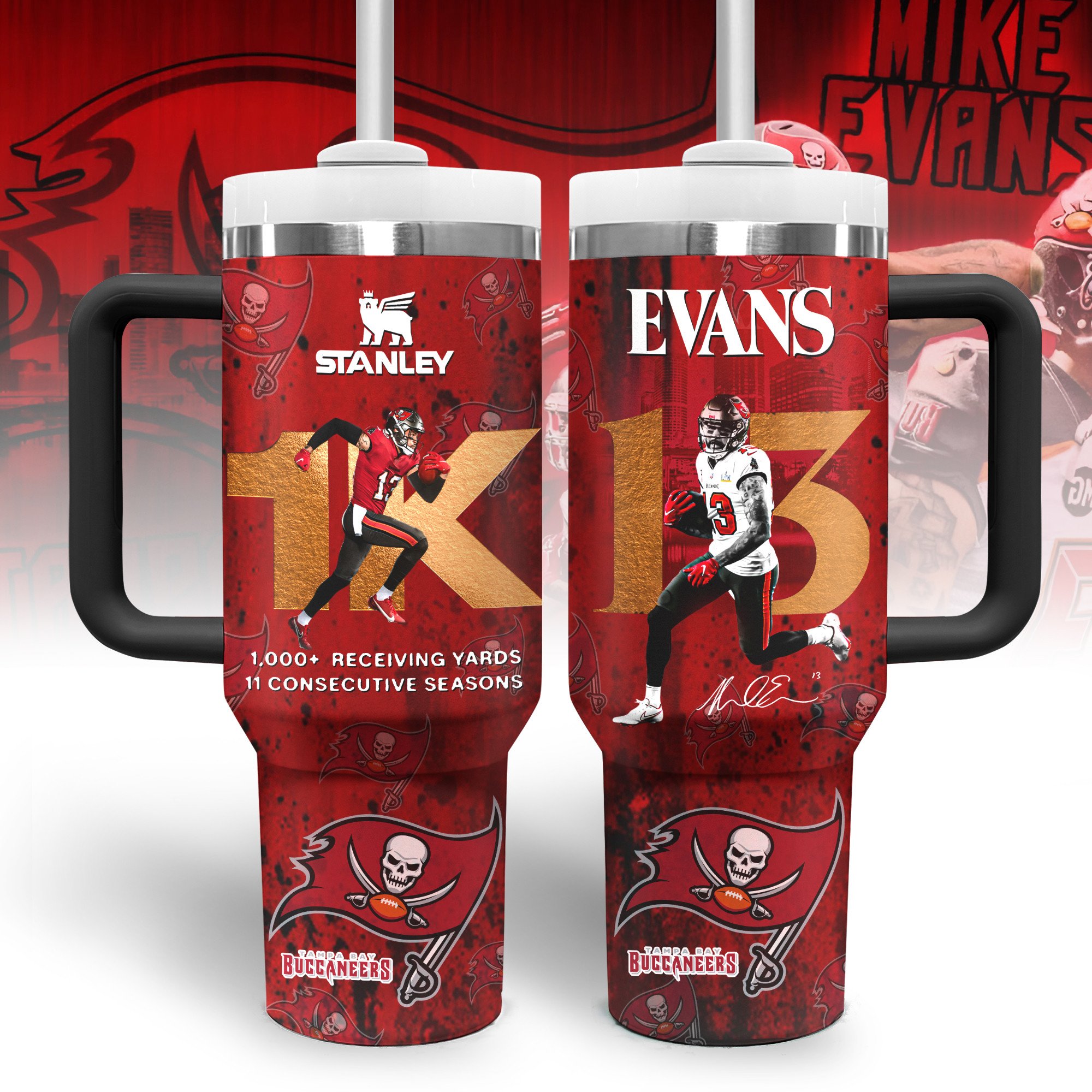 Mike Evans Tampa Bay Buccaneers NFL Sports Custom Stanley Cup 40 oz 30 oz Tumbler With HandleTVC2301330