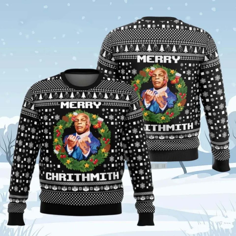Mike Tyson Christmas Sweater, Ugly Boxing Fan Holiday Sweater