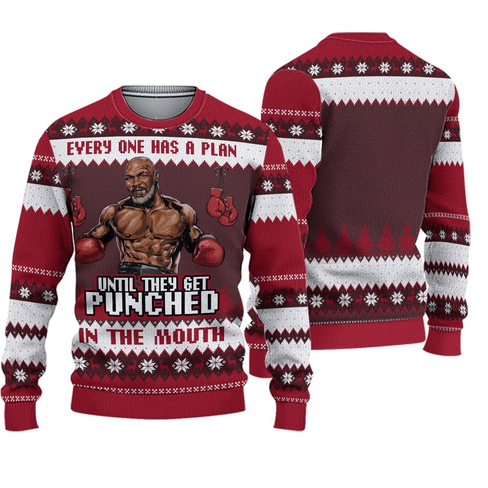 Mike Tyson Everyone Has A Plan Until They Get Punched In The Mouth Design Ugly Christmas 3D Sweater