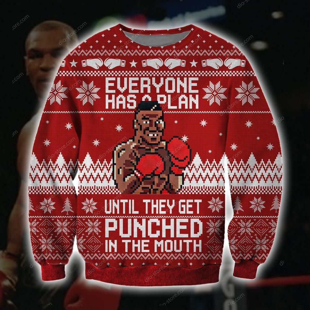 Mike Tyson Everyone Has A Plan Until They Get Punched In The Mouth Ugly Christmas Sweater Adult 3D Funny Matching for family