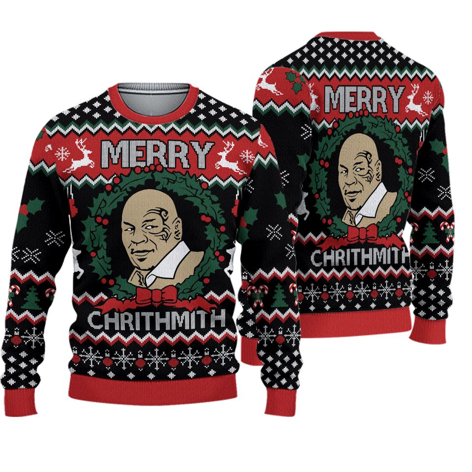 Mike Tyson Funny Ugly Christmas Sweater "Merry Chrithmith"