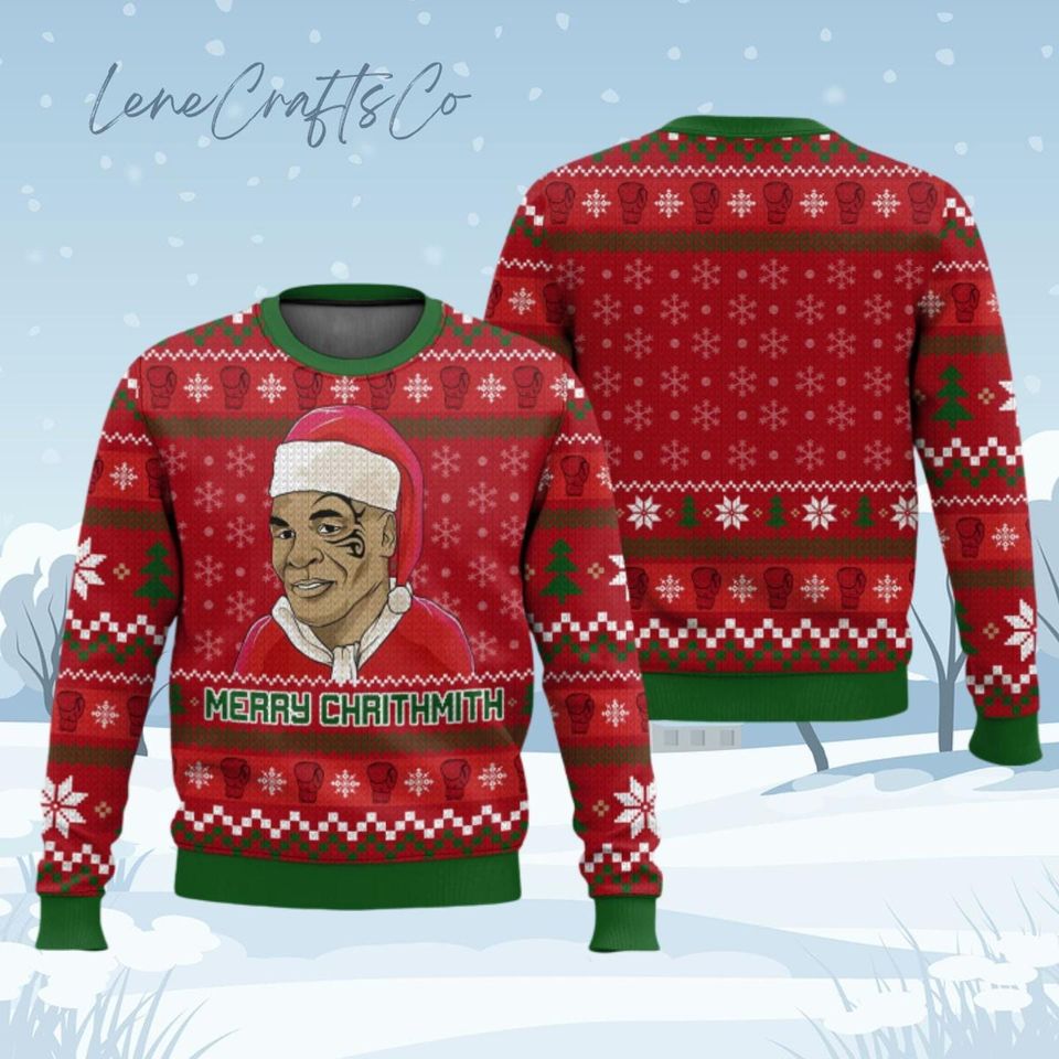 Mike Tyson Merry Chrithmith Sweater, Boxing Fan Christmas Sweater, Sports Fan Holiday
