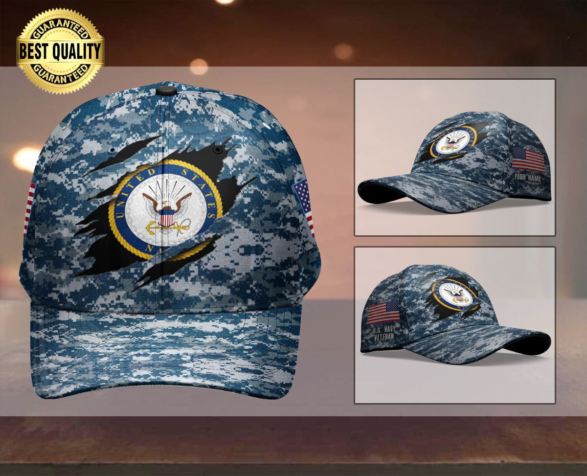Military - Personalized U.S. Navy 10 Cap - KLX107013Pb Trucker Hats Custom Hats Gifts For Men & Women