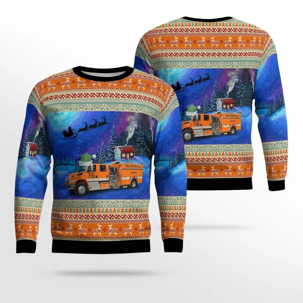 Mill Village Volunteer Fire Company Waterford Pennsylvania Christmas AOP Ugly Sweater Christmas Unisex Sweaters Gift For Christmas
