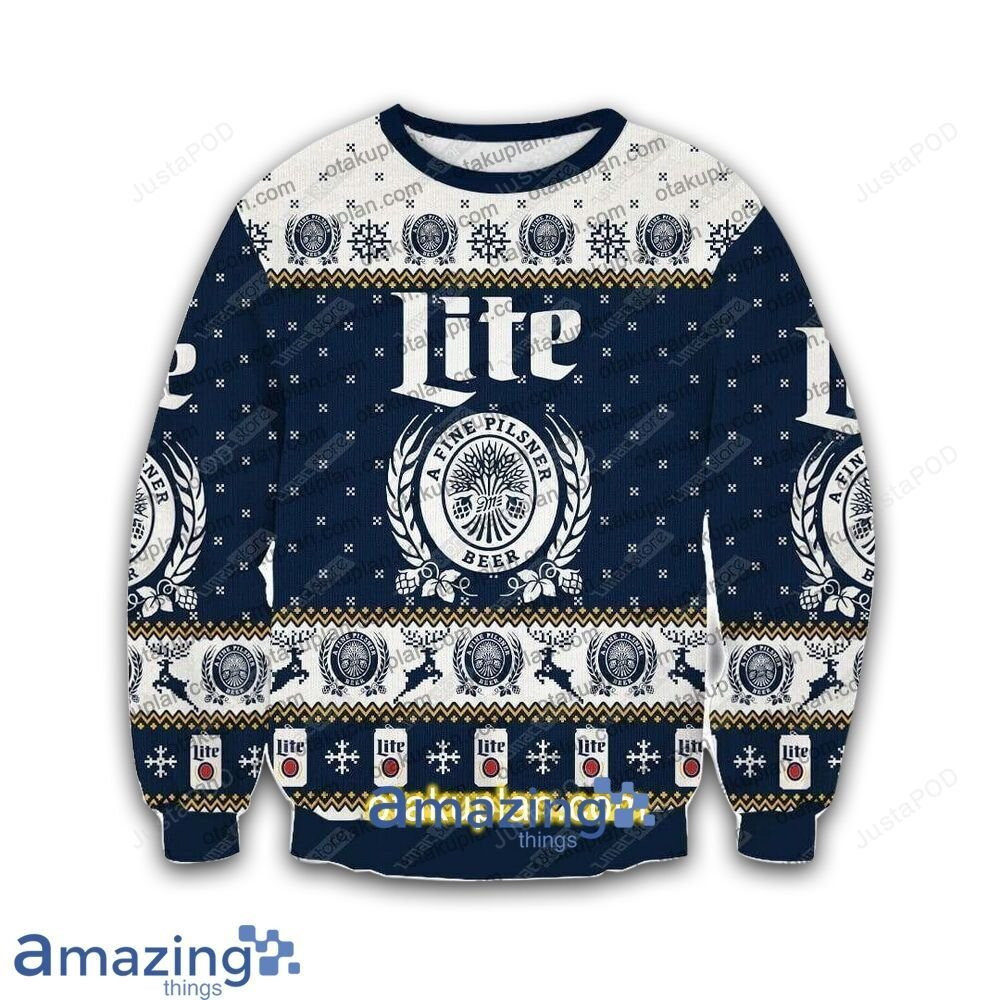 Miller Lite A Fine Pilsner Ugly Christmas Sweater Adult 3D Funny Matching for family