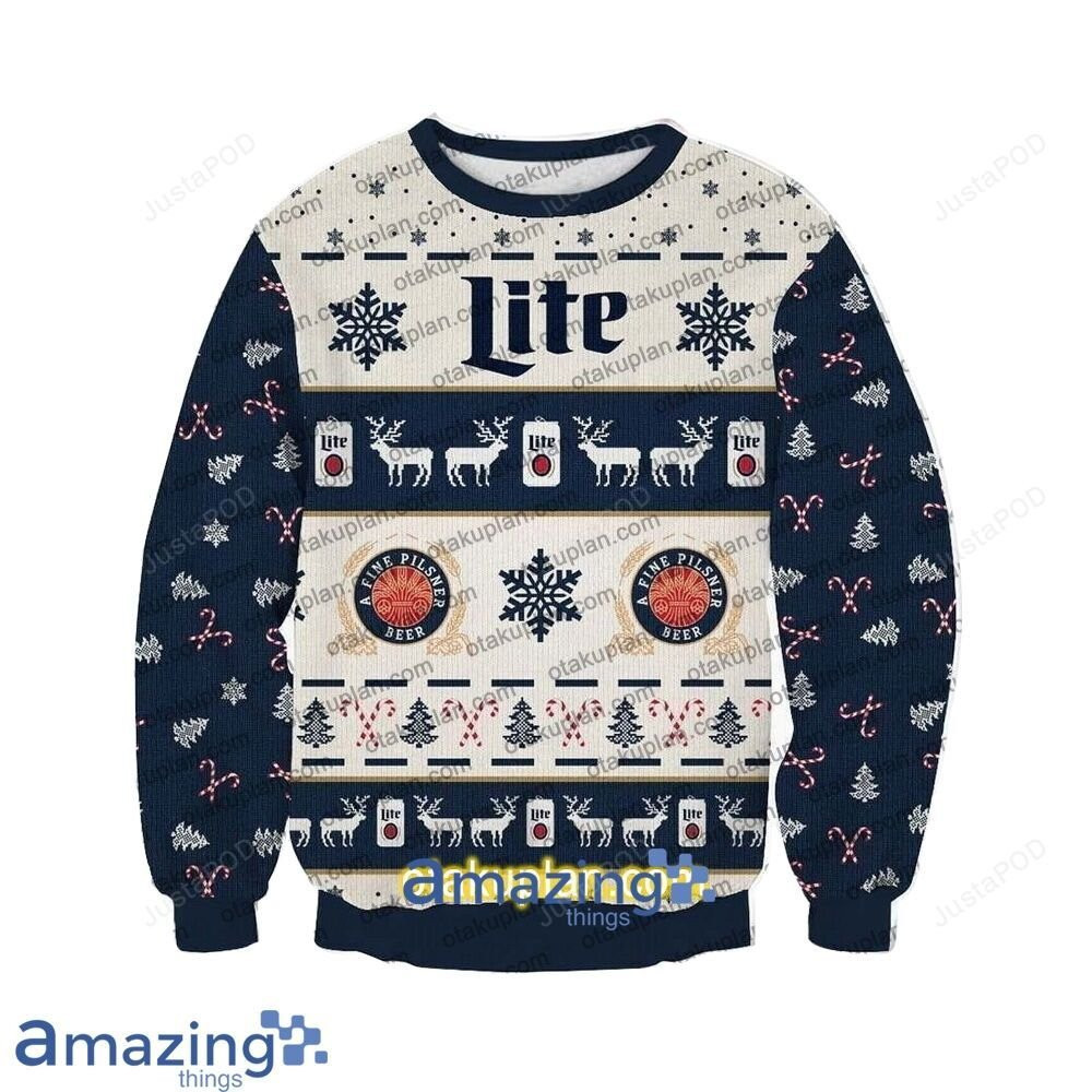 Miller Lite Beer Ugly Christmas Sweater Adult 3D Funny Matching for family
