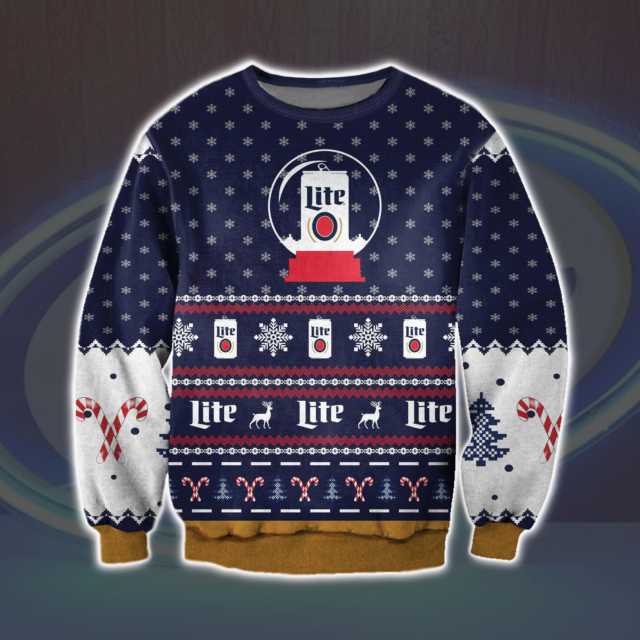 Miller Lite Ugly Christmas Sweater Adult 3D Funny Matching for family