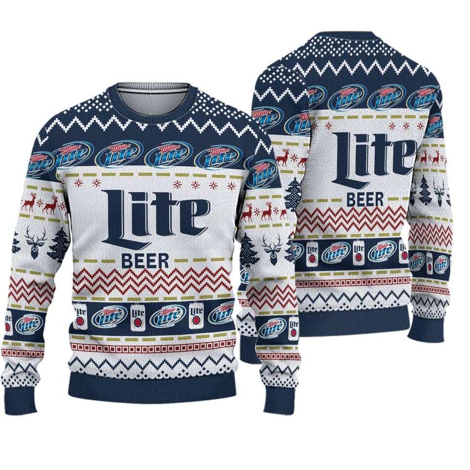 MillerLite Beer Best Ugly Christmas Sweaters
