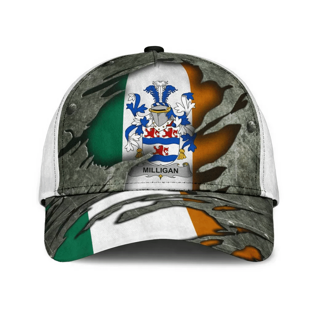 Milligan Coat Of Arms - Irish Family Crest Hat Classic Cap 3D Trucker Hats Custom Hats Gifts For Men & Women