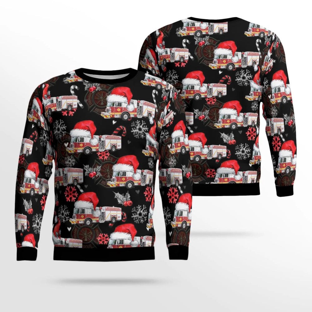 Milton Florida Jay Fire Department AOP Ugly Sweater Christmas Unisex Sweaters Gift For Christmas