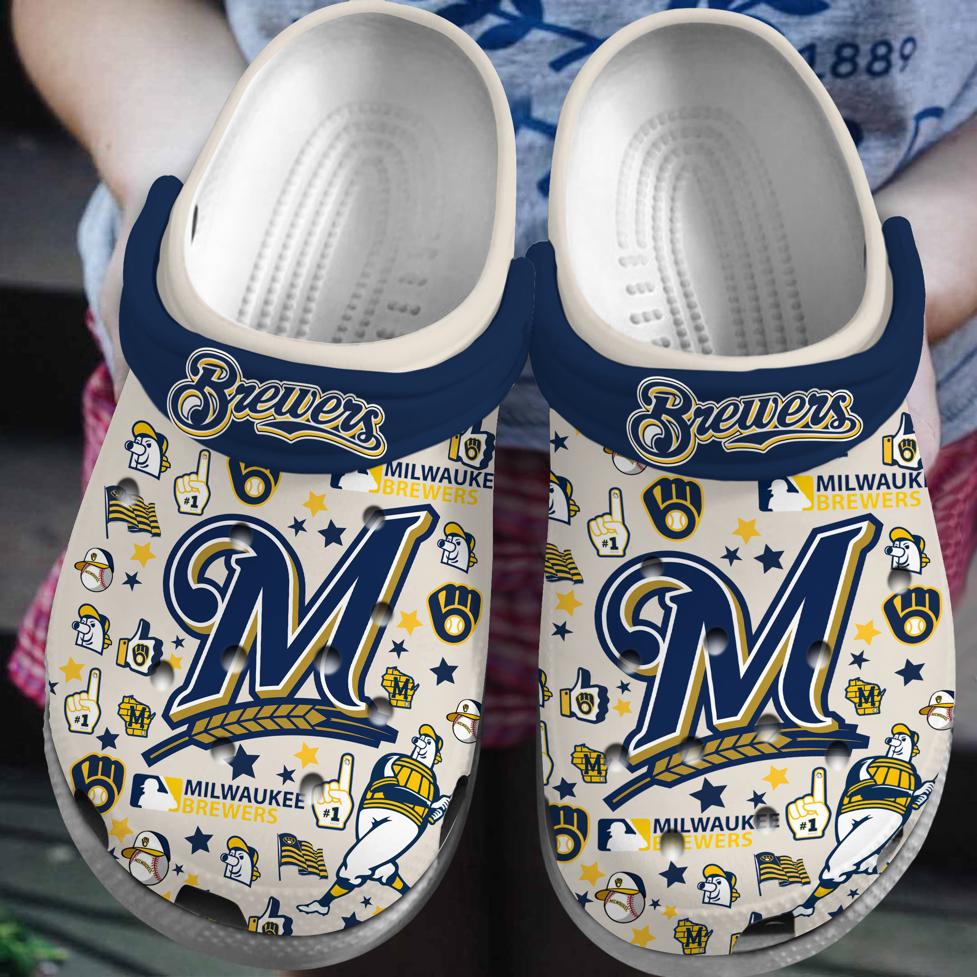 Milwaukee Brewers Baseball MLB Sport Crocs Crocband Clogs Shoes Comfortable For Men Women and Kids