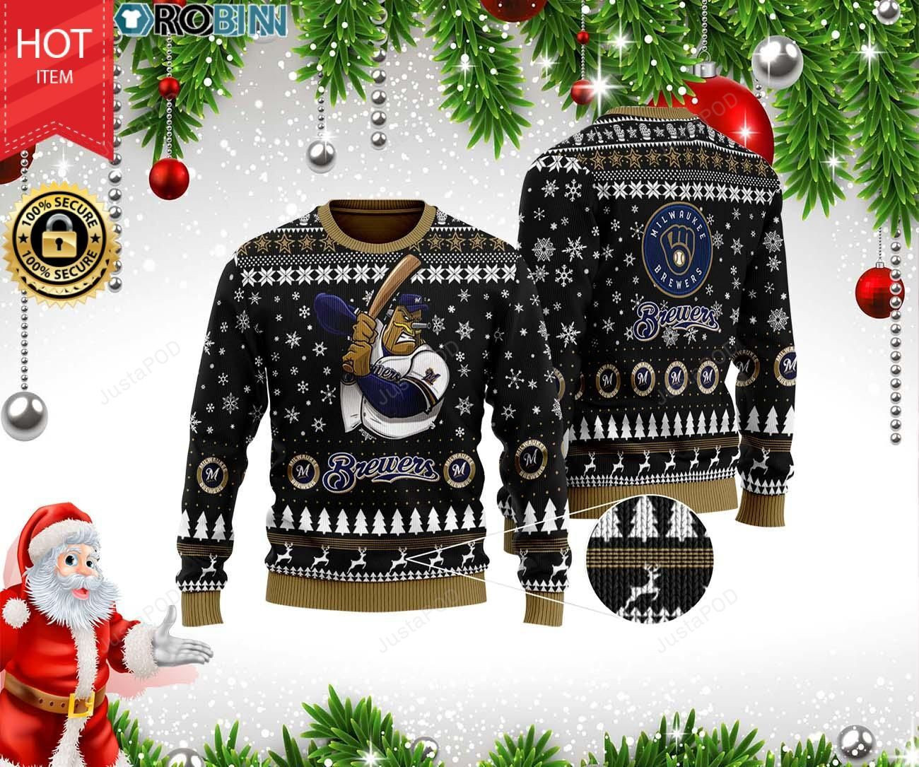 Milwaukee Brewers Ugly Christmas Sweater Adult 3D Funny Matching for family