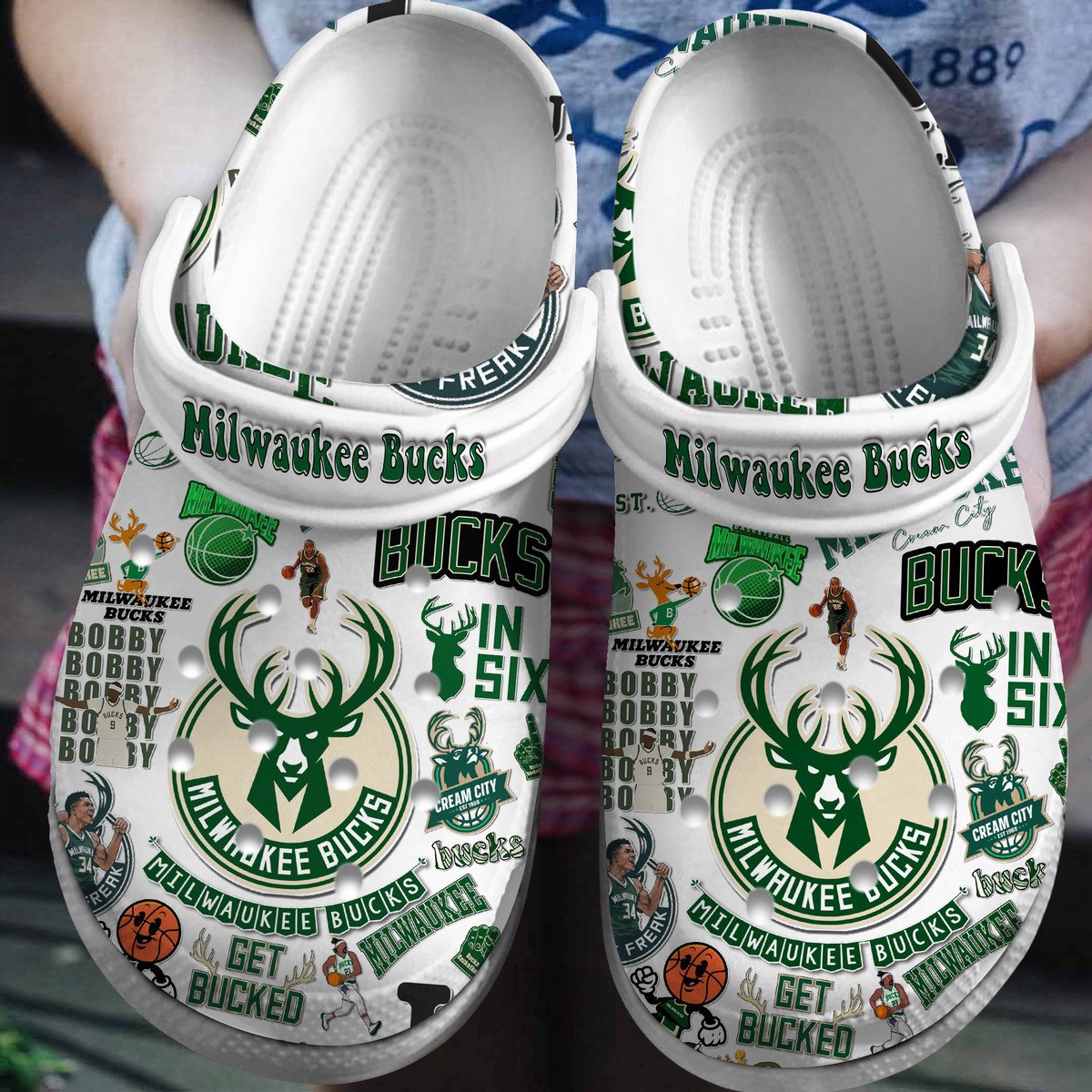 Milwaukee Bucks Basketball team NBA Sport Crocs Clogs Crocband Shoes Comfortable For Men Women and Kids