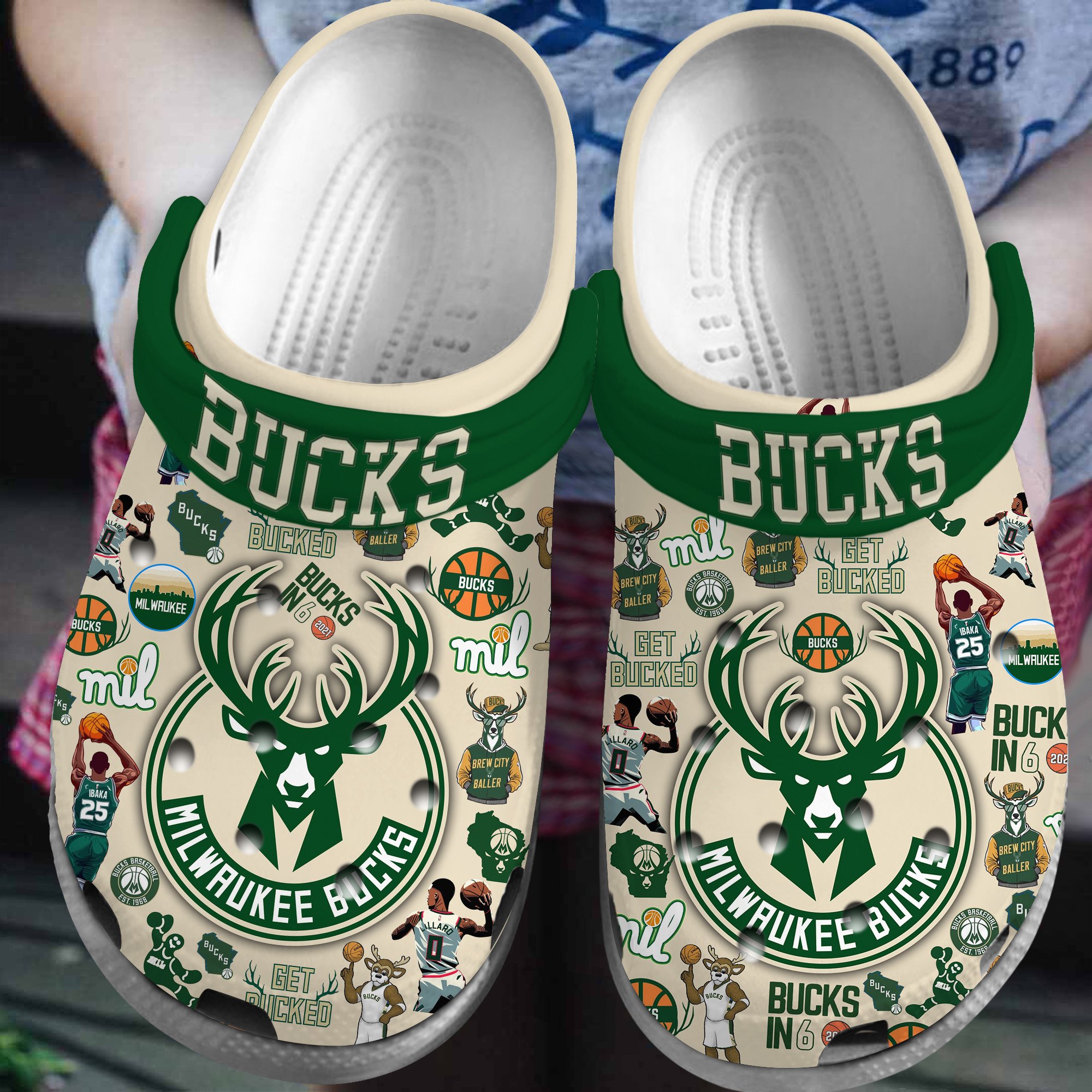 Milwaukee Bucks NBA Sport Crocs Crocband Clogs Shoes Comfortable For Men Women and Kids