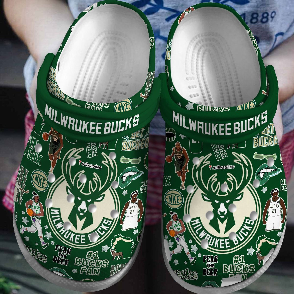 Milwaukee Bucks NBA Sport Crocs Crocband Clogs Shoes Comfortable For Men Women and Kids