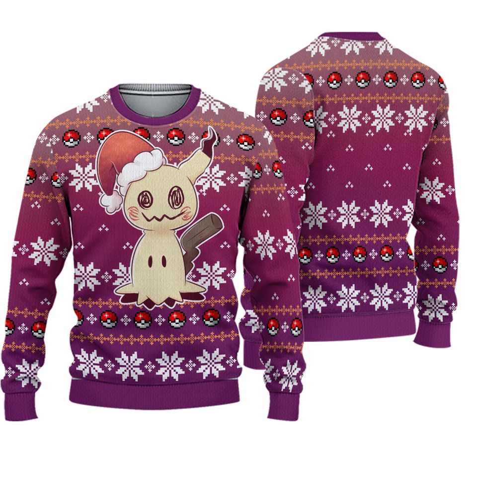 Mimikyu Ugly Christmas Sweater, Mimikyu Fan Ugly Sweater All Over Print