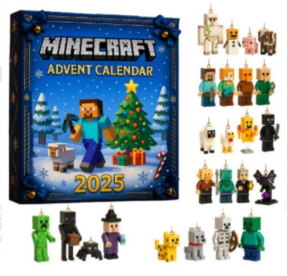 Minecraft Advent Calendar 2025, Creeper Steve Enderman Merch, Christmas Gift for Gamers