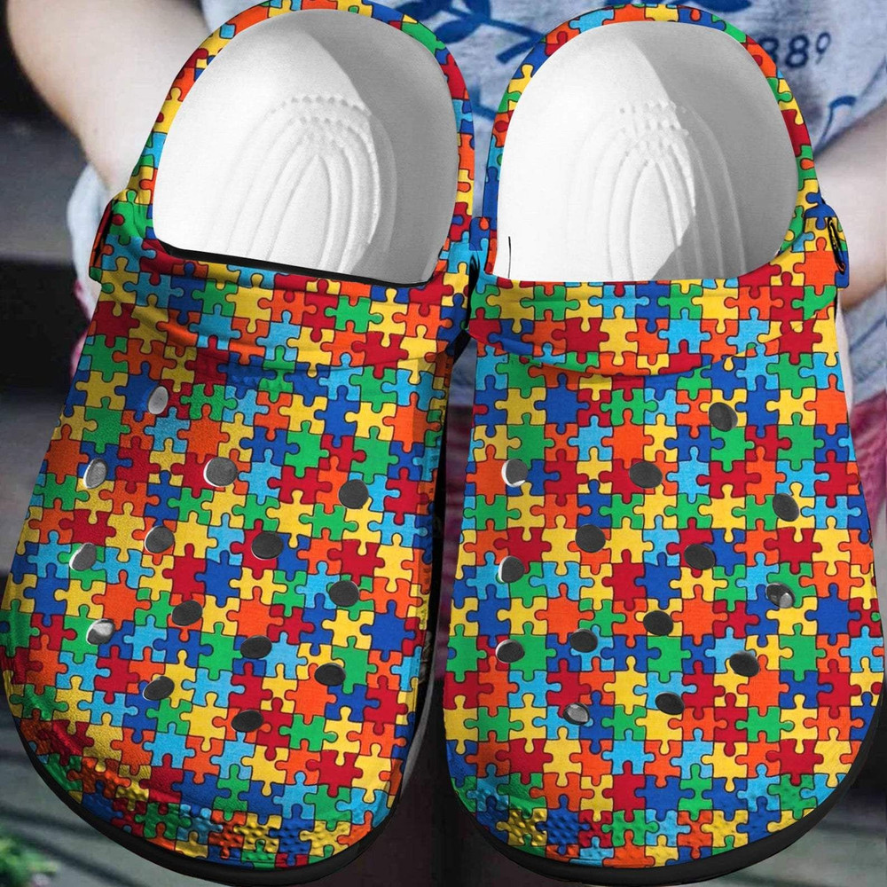 Mini Puzzle Autism Awareness Gift For Lover Rubber clog Shoes Comfy Footwear