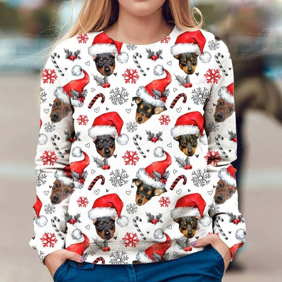 Miniature Pinscher Ugly Christmas Sweater Adult 3D Funny Matching for family