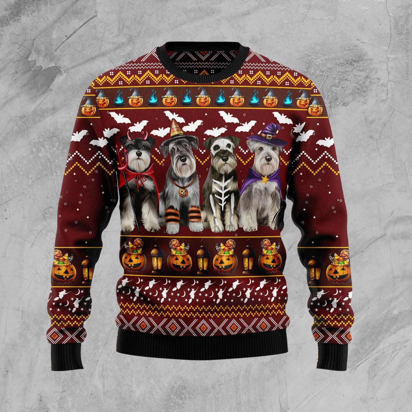 Miniature Schnauzer Ugly Christmas Sweater Adult 3D Funny Matching for family