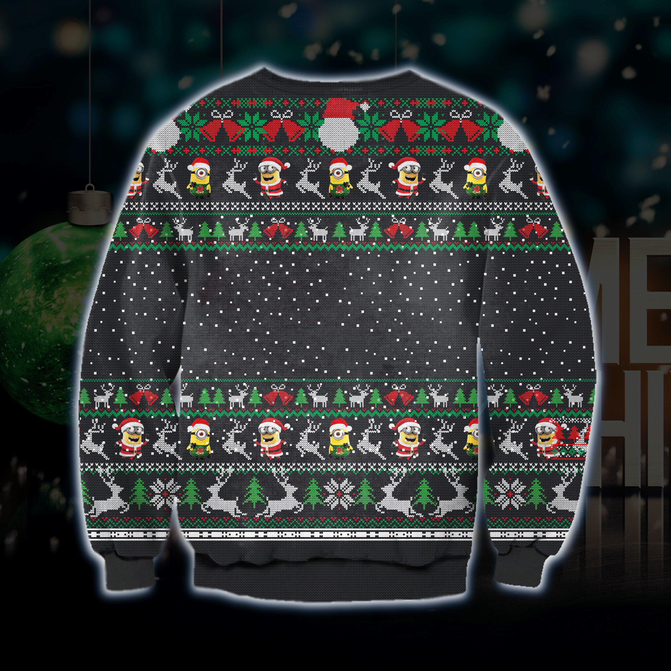 Minions Snow Day Ugly Christmas Sweater Adult 3D Funny Matching for family - Image 2