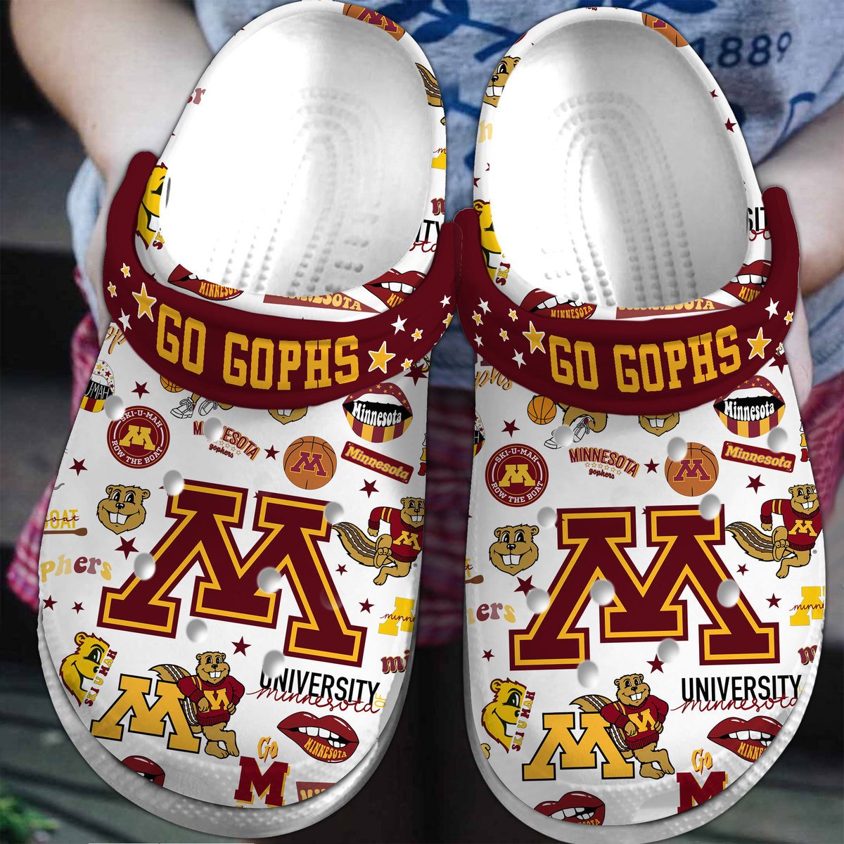 Minnesota Golden Gophers NHL Sport Crocs Crocband Clogs Shoes Comfortable For Men Women and Kids