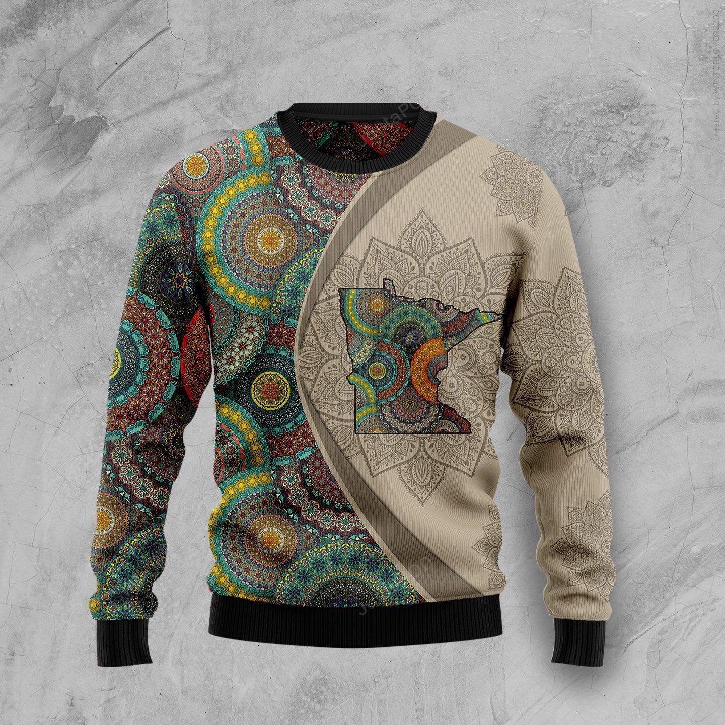 Minnesota Mandala Ugly Christmas Sweater Adult 3D Funny Matching for family